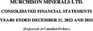 Murchison Minerals Ltd.