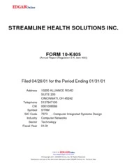 Streamline Health Solutions, Inc.