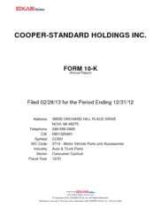 Cooper-Standard Holdings Inc