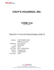 Chuy's Holdings Inc