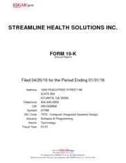 Streamline Health Solutions, Inc.