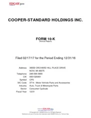 Cooper-Standard Holdings Inc