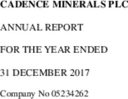 Cadence Minerals PLC